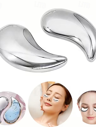  1 Paar wiederverwendbare Augenmasken aus Edelstahl – mit doppelter Funktion: Wärme- und Kältetherapie zur Entspannung, tragbar und reisefreundlich, für alle Hauttöne geeignet, in Cremeweiß