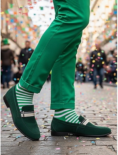  Grüne Herren-Loafer, leichte Slipper zum Hineinschlüpfen, modische Freizeitmokassins für den Alltag, Partys und Outfits zum St. Patrick's Day