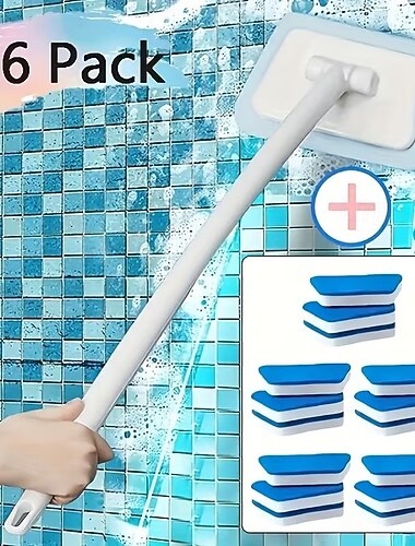  De 16-delige multifunctionele schoonmaakborstelset bevat een doucheborstel, een badborstel, een tegelborstel, een raamborstel en een vloerborstel met verwisselbare borstelkoppen en een afneembaar