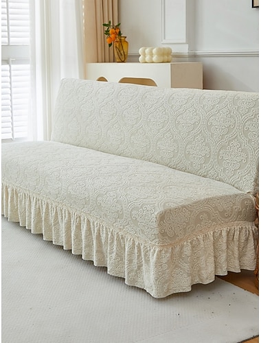  1 Stück hochelastischer Jacquard-Samt-Sofa-Schlafbezug im Rockstil, vollständig faltbar, armlos, mit integriertem Ganzjahres-Sofabezug für Wohnzimmer und Zuhause