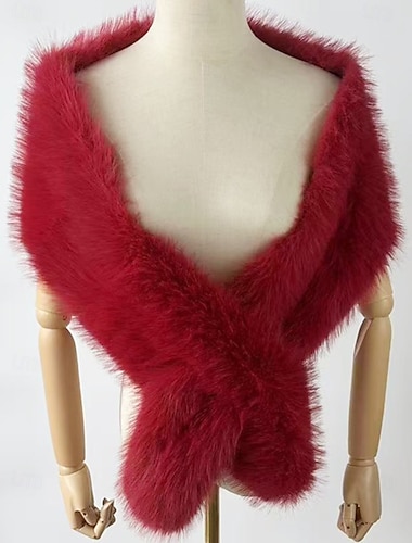  Pelssjal Sjal til kvinner Elegant Ermeløs Fuskepels Bryllup Wrap Med Ren Farge Til Fest Høst