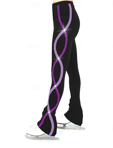  kunstschaatsbroek voor dames en meisjes, roze en paars, rekbaar, geschikt voor training en wedstrijden, thermisch, warm, geschikt voor kunstschaatsen.
