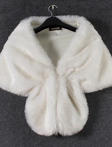  Pelssjal Sjal til kvinner Elegant Ermeløs Fuskepels Bryllup Wrap Med Ren Farge Til Fest Høst