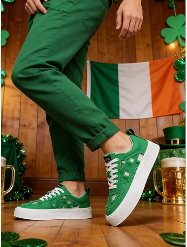  Weiße Herren-Sneaker für den Alltag – stilvoll und bequem, ideal für den Alltag, den St. Patrick's Day und Freizeitaktivitäten