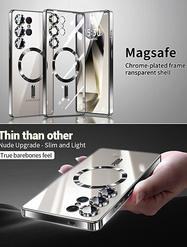  telefono Custodia Per Samsung Galaxy S26 Ultra Plus S25 S25 Edge S24 S23 S22 Plus Ultra Copertura Posteriore Trasparente Magnetico Resistente agli urti Retrò TPU