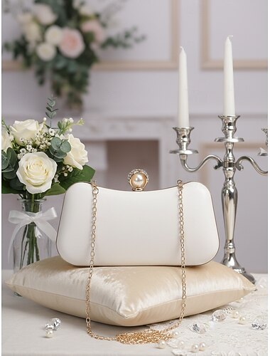  Dames Crossbody zak Koppeling Portemonnee Avondtasje Muntenportemonnee Leder Dagelijks Feest Effen Kleur Zwart en Zilver Goud / Wit Amandel