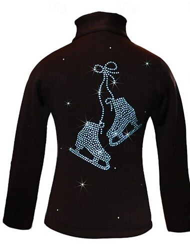  Fleecejack voor kunstschaatsen Dames Voor meisjes Schaatsen Jack Kleding Bovenlichaam Zwart Lapwerk Spandex Rekbaar Opleiding Wedstrijd Kunstschaatskleding Thermisch Warm Klassiek Kristal