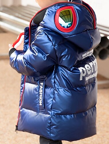  Kinderen Jongens Donsjack Outdoorjas bovenkleding Brief Lange mouw Zak Houd Warm Windbestendig: jas Buiten Dagelijks Basic blauw Grijs Winter 4 jaar +