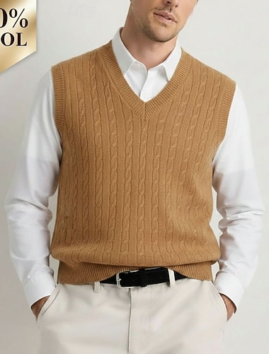  Hochwertige Herren-Pulloverweste aus reiner Wolle und Kaschmir mit V-Ausschnitt, klassisch gestrickt, weich, warm und atmungsaktiv.