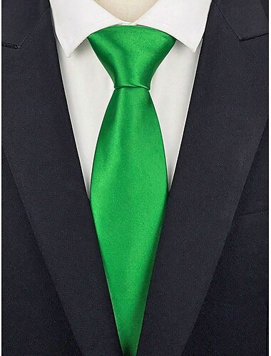  Groene satijnen stropdas voor heren, St. Patrick's Day, verkrijgbaar in verschillende tinten groen, gemaakt van gladde polyesterstof. Een klassieke en feestelijke stropdas, geschikt voor parades, feesten, bruiloften en andere gelegenheden.
