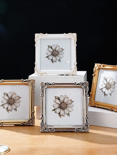  1 marco de fotos decorativo con patrón tridimensional de estilo europeo adecuado para decoración de fotos de dormitorio y estudio, accesorios de fotografía y decoración de pared del hogar.