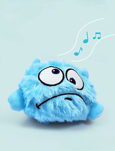  Balle rebondissante électrique pour animaux de compagnie, en peluche avec tête d'animal de dessin animé - jouet vibrant et sonore pour chien - jouet à mâcher en peluche