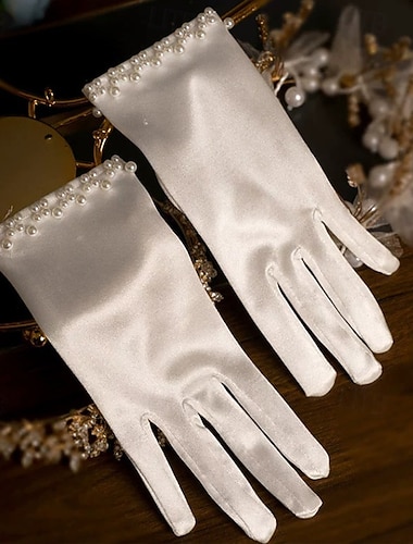  Térylène Longueur au poignet Gant Élégant Avec Fausse Perle / Couleur unie Gants de Mariage / Fête