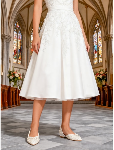  perlepyntede brudesko til dame – elegante brudesko med spiss tå og perler &utskjærte sider, komfortabel klassisk stil for bruder