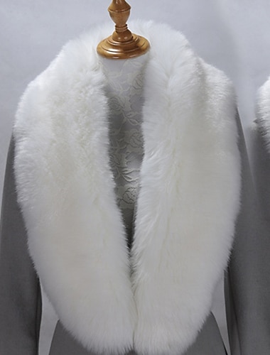  Pelssjal Sjal til kvinner Elegant Ermeløs Fuskepels Bryllup Wrap Med Ren Farge Til Fest Høst