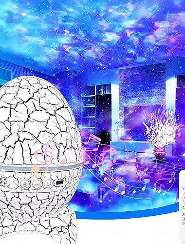  Projecteur d'étoiles galactiques en forme d'œuf de dinosaure avec lecteur de musique sans fil, veilleuse avec bruit blanc, nébuleuse et minuterie. &télécommande, le cadeau idéal &décoration pour