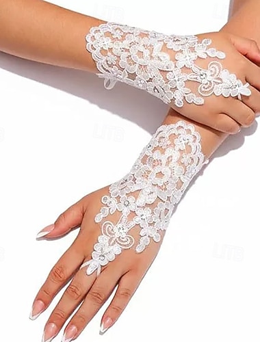  Térylène Longueur au poignet Gant Élégant / Style Vintage Avec Broderie / Couleur unie Gants de Mariage / Fête