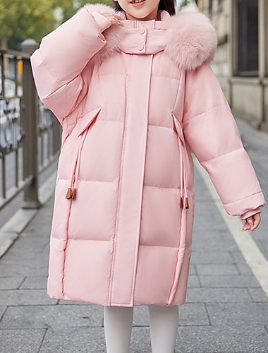  Bambini Ragazze Giacca in piuma Giacca Imbottita Tinta unica Sport Tasca Impermeabile Tenere al caldo Antivento All'aperto Cappotto Capispalla 5-12 anni Inverno Nero Rosa Cachi