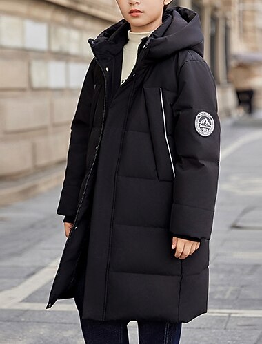  Kinderen Voor meisjes Donsjack Pufferjack Effen Kleur Sport Zak Houd Warm Windbestendig: Buiten jas bovenkleding 6 jaar + Winter Zwart Blozend Roze Paars