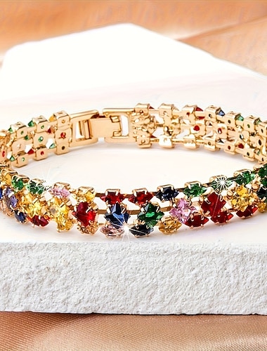  Klassisk Diamant Mote Kobber Armbånd Smykker Sølv / Gull Til Daglig Ferie Stevnemøte