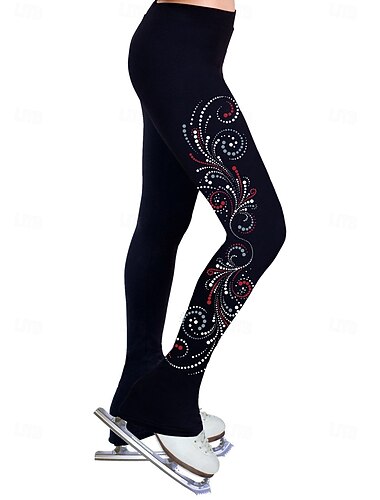  Kunstschaatsbroek Dames Voor meisjes Schaatsen Kleding Onderlichaam Zwart Rekbaar Opleiding Wedstrijd Kunstschaatskleding Thermisch Warm Kristal / Bergkristal Schaatsen Kunstschaatsen