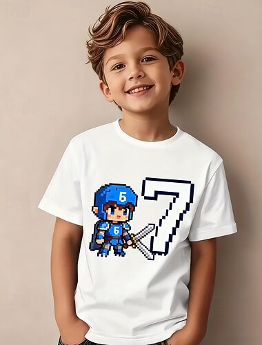  Katoen Kinderen Jongens Zwart Wit Grafisch Personage Grappige Slang 67 T-shirt Blouse Strakke ronde hals Korte mouw Buiten Dagelijks gebruik Modieus Streetwear Ontwerper Opdrukken Zomer