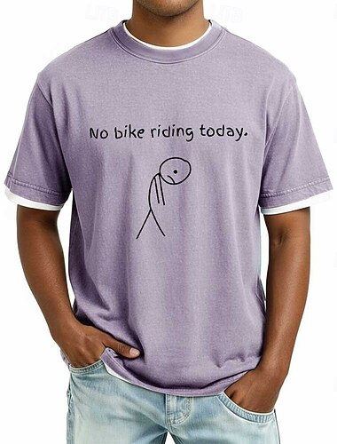  Camiseta masculina de algodão lavado com estampa vintage desgastada, estilo retrô, com humor sobre ciclismo, na cor roxa. Disponível nos tamanhos P, M, G, GG, XGG e XXGG.