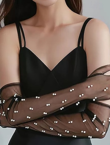  Filet / Térylène Genou Gant Élégant / Style Vintage Avec Fausse Perle / Couleur unie Gants de Mariage / Fête