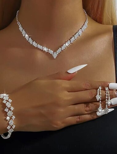  Dames Sieradenset Zilver Gesimuleerde diamant Legering Elegant Feest / Avond Bruiloft