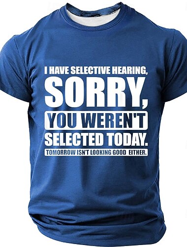  Męskie Zabawny slang Podkoszulek Krótki rękaw Podkoszulek Druk 3D Półgolf Koszula Moda Codzienny Codzienny Ulica Niebieski Czarny Biały Lato Wiosna Odzież S M L XL XXL XXXL