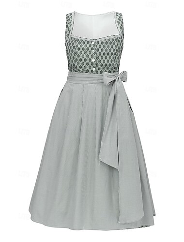  Oktoberfest Vestito Dirndl Abiti tradizionali Cameriera Bavarese Tedesco Prati Per donna Panno in stile tradizionale Vestito Grembiule Senza camicetta
