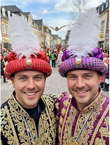  Mannen's Carnaval Prins Sequin Turban Hoed | Meerdere Kleuren Polyester Veren  Parel Accenten | Ideaal voor Maskerade Halloween  Feestelijke Evenementen