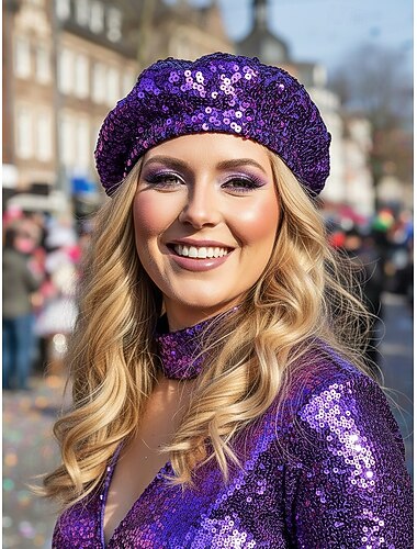  Dames Mardi Gras Sequin Baret in Meerdere Kleuren Polyester Materiaal Perfect voor Carnaval en Maskerade Bals