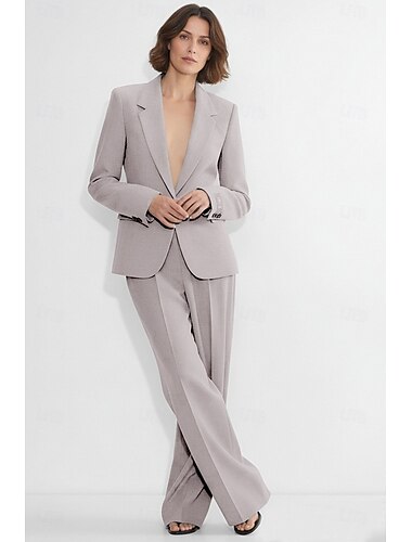  Dames 2-delige pakken Scheidt Kantoor Werk Formeel Elegant Zakelijk Professioneel Lange mouw Ingesneden revers Piek revers Enkele knoopsluiting één knoop