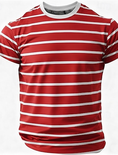  Herren-Festival-T-Shirt mit Streifen – lässiges Karnevals-Party-Shirt