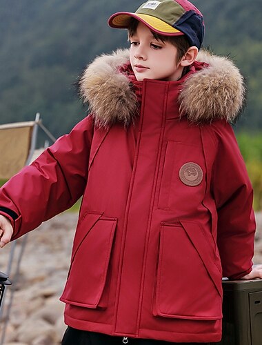  Kinderen Uniseks Donsjack Outdoorjas bovenkleding Effen Kleur Lange mouw Zak Houd Warm Windbestendig: jas Buiten Dagelijks Basic Zwart Wit Geel Winter 5 jaar +