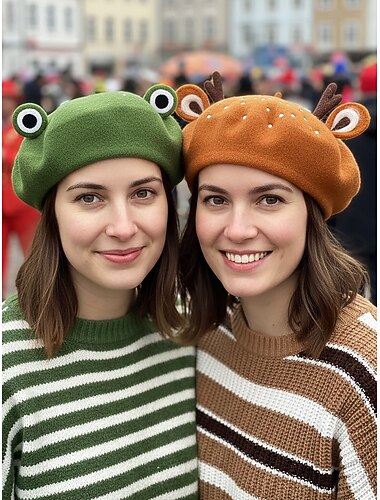  Γυναικείο Μαρντί Γκρά Αστεία Ζώα Μπερέ – Κεφάλαιο από Γούνα με Αυτιά (Αλεπού Βάτραχος Ελάφι) σε Πολλές Χρωματικές Εναλλαγές για Καρναβάλι Κοσπλέι και Πάρτι Κοστουμιών