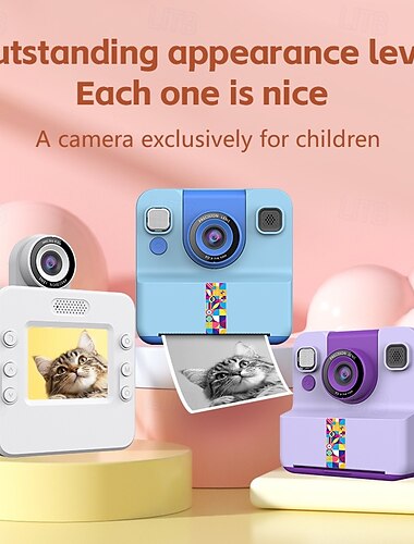  كاميرا طباعة فورية للأطفال، طابعة حرارية بدون حبر &كاميرا فيديو رقمية بدقة 1080 بكسل للأولاد والبنات، كاميرا سيلفي لعبة مع ورق طباعة &أقلام تلوين، عيد ميلاد إبداعي &هدية عيد الميلاد