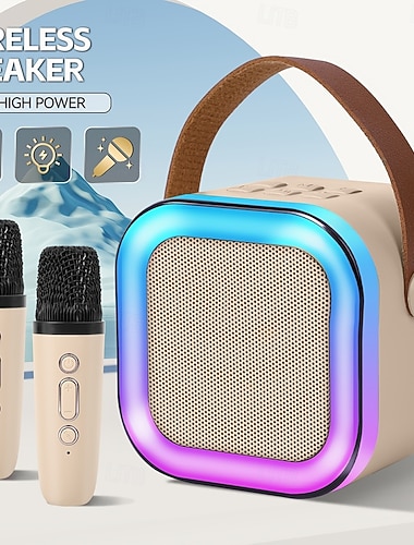  Trådløs Mikrofon og Høyttaler Sett Inkluderer En Dynamisk Mikrofon USB-ladbar Karaoke Maskin Bærbar Håndholdt Karaoke System Flott Valentines Dag Gave Elsker