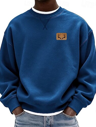  Homens Côr Sólida Moletom Manga Longa Moletons Gola Redonda Roupa de Esporte Clássico Casual Diário Todas as Estações Azul Preto Azul Royal Roupa Designer Impressão 3D S M L XL 2XL 3XL