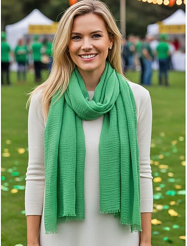  Lett polyesterskjerf for kvinner, flere farger, mykt og tynt, perfekt for St. Patricks dag og hverdagsbruk