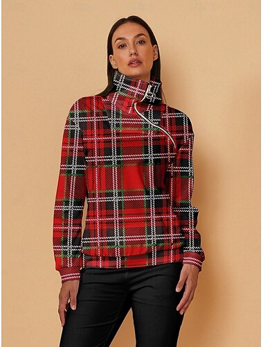  Mulheres Moletom Vermelho Manga Longa Blusas Roupas femininas de golfe, roupas, roupas, roupas