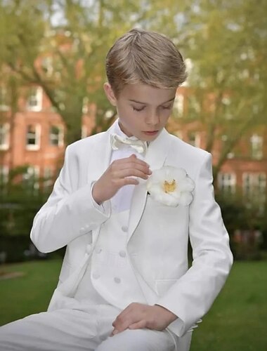  5-delig ringdragerpak jongens kinderpak blazer & vest  & broek  & shirt  &stropdas jongens formeel pak casual outdoor feest mode coole basic effen kleur zak knopen wit polyester