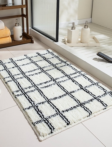  Badematte, saugfähig, rutschfest, schicker Stil, für Toilette, Waschbecken, Tür, Zuhause