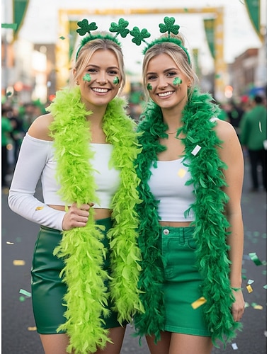  boa di piume verdi da donna, materiale in piuma morbida, perfetto per il giorno di San Patrizio, il carnevale e le celebrazioni festive