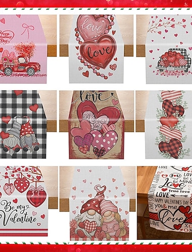  Chemin de table imprimé cœurs et lettres pour la Saint-Valentin, antidérapant et anti-boulochage, idéal pour une ambiance festive, la décoration du salon ou d'une table basse, ou pour décorer votre
