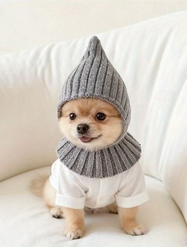  Gorro de inverno para cães de porte médio e grande, gorro de tricô fofo e quentinho para labrador, golden retriever, gorro divertido com estampa de cachorro de desenho animado, gorro aconchegante e