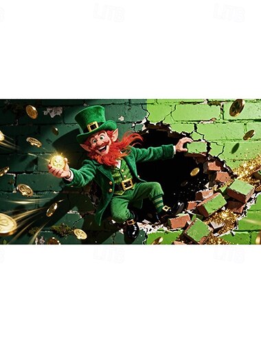  Capa para porta de garagem do Dia de São Patrício, trevo de quatro folhas verde &Faixa de parede festiva com design de moeda de ouro, decoração para festa de São Patrício, ideal para garagem ou casa.