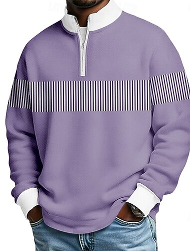  Ανδρικά Συνδυασμός Χρωμάτων Πόλο μπλουζάκια με φερμουάρ Μακρυμάνικο Μπλουζάκια πόλο γιακά του παππού Καθημερινό Σχολείο Ένδυση γυμναστικής και άθλησης Αργίες Καθημερινά Ρούχα 3D εκτύπωση Quarter Zip