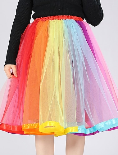  Fancy kostyme Tutu Tyllskjørt Retro / vintage 1980erne Regnbue stripete Voksne Dame Halloween Karneval Fest Ytelse Kle deg opp